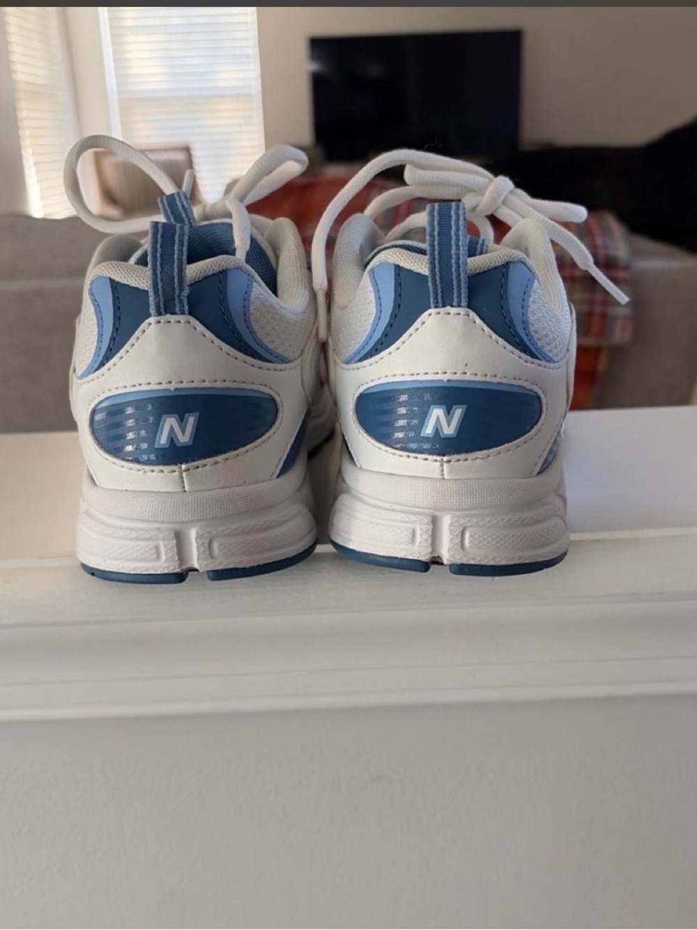 New Balance 408 White and Blue Athletic Sneakers